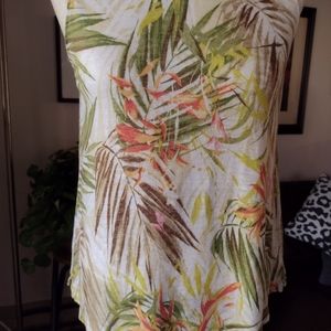 J Jill sz S Tropical print linen sleeveless top